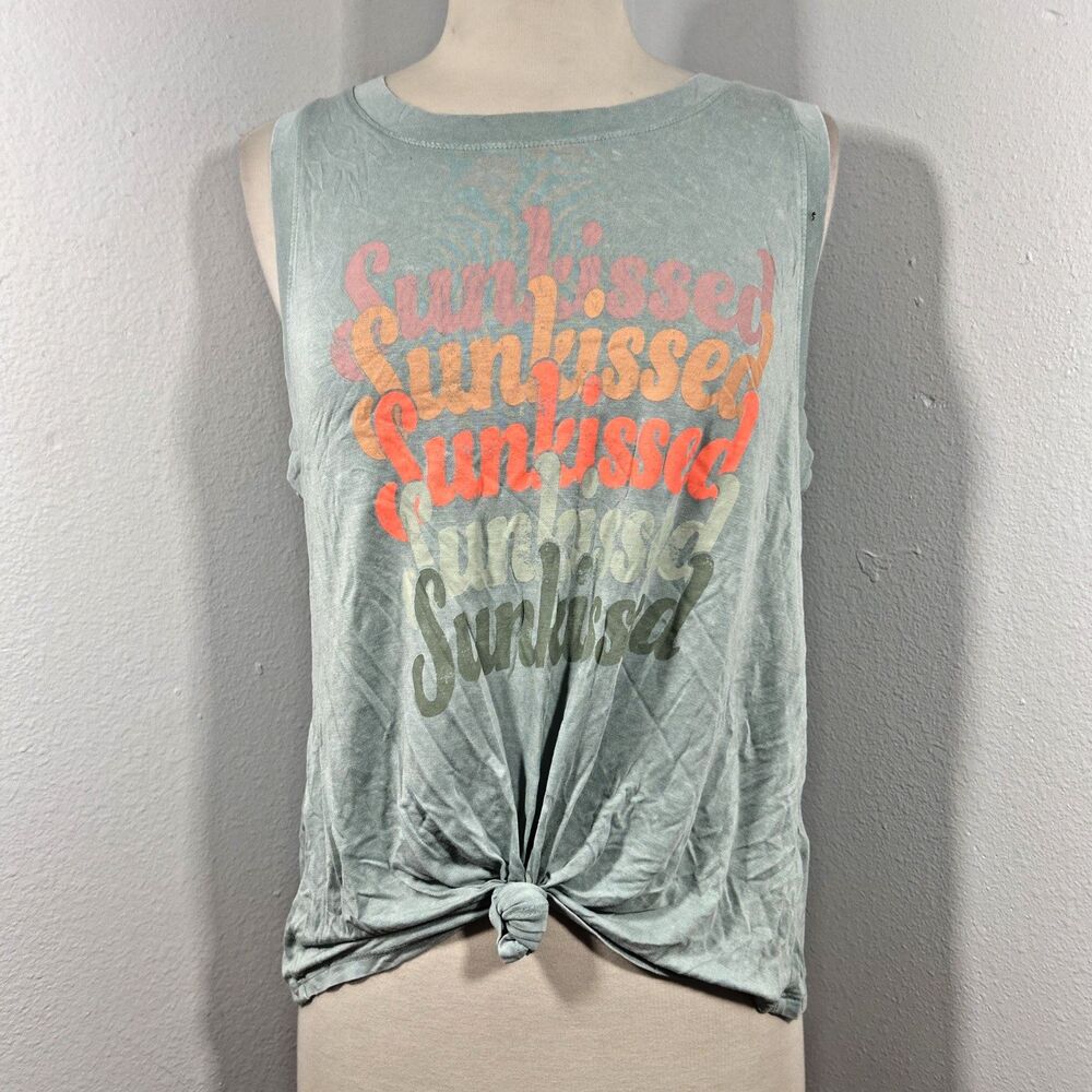 Maurices Tank‎ Top Womens M Green Tie Knot Front SunKissed Y2K